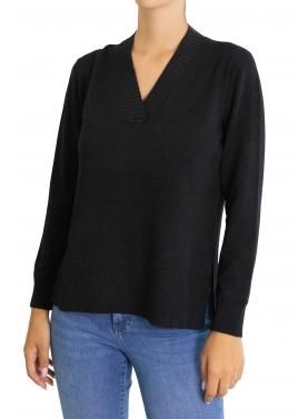 Maglia con scollo a V tinta unita 